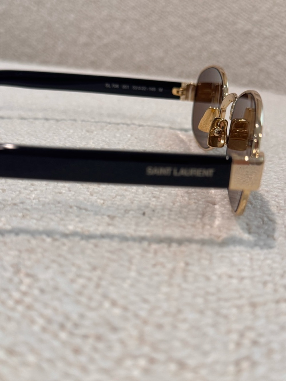 Yves Saint Laurent Gold Frame Sunglasses with Brown Lenses and Black Temples - Picture 8 of 12